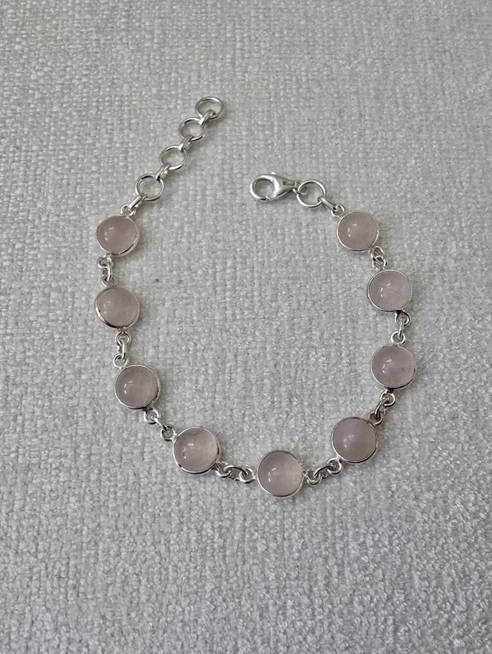 Rose Quartz Sterling Silver Bracelet
